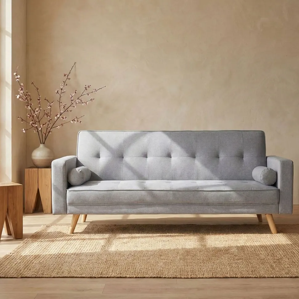 Canapé convertible clic-clac scandinave Slow Tissu Gris clair