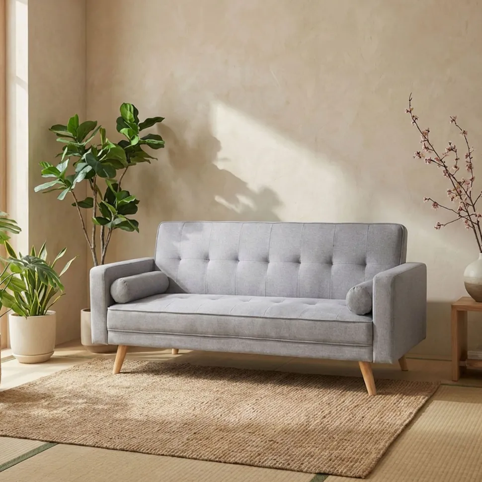 Canapé convertible clic-clac scandinave Slow Tissu Gris clair