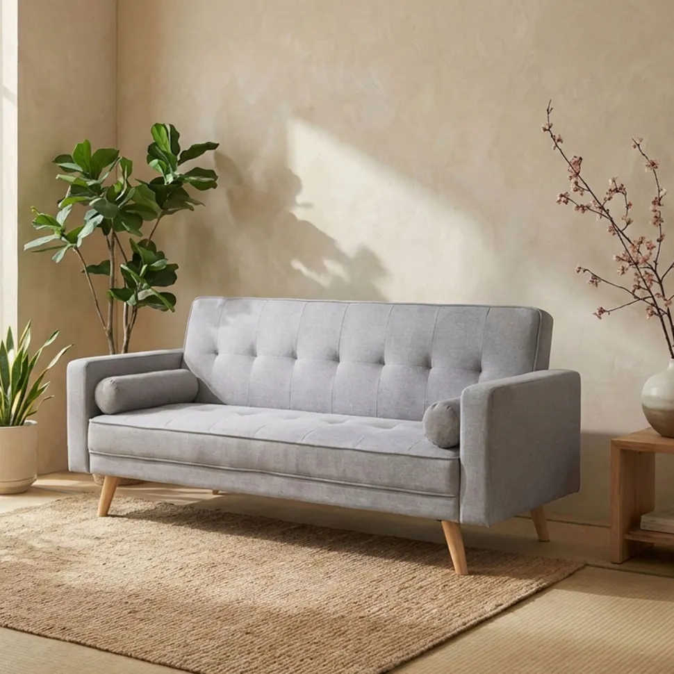 Canapé convertible clic-clac scandinave Slow Tissu Gris clair