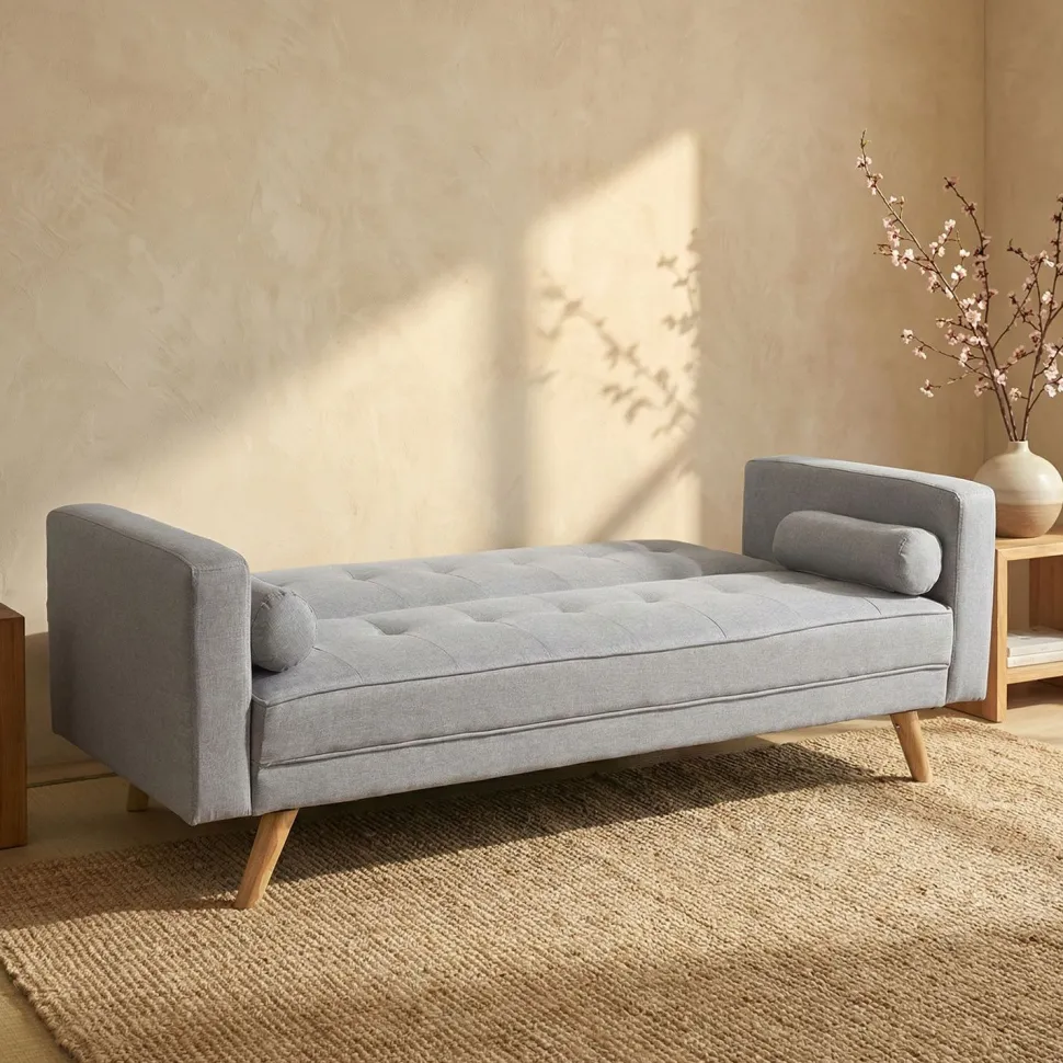 Canapé convertible clic-clac scandinave Slow Tissu Gris clair