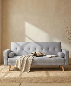 Canapé convertible clic-clac scandinave Slow Tissu Gris clair