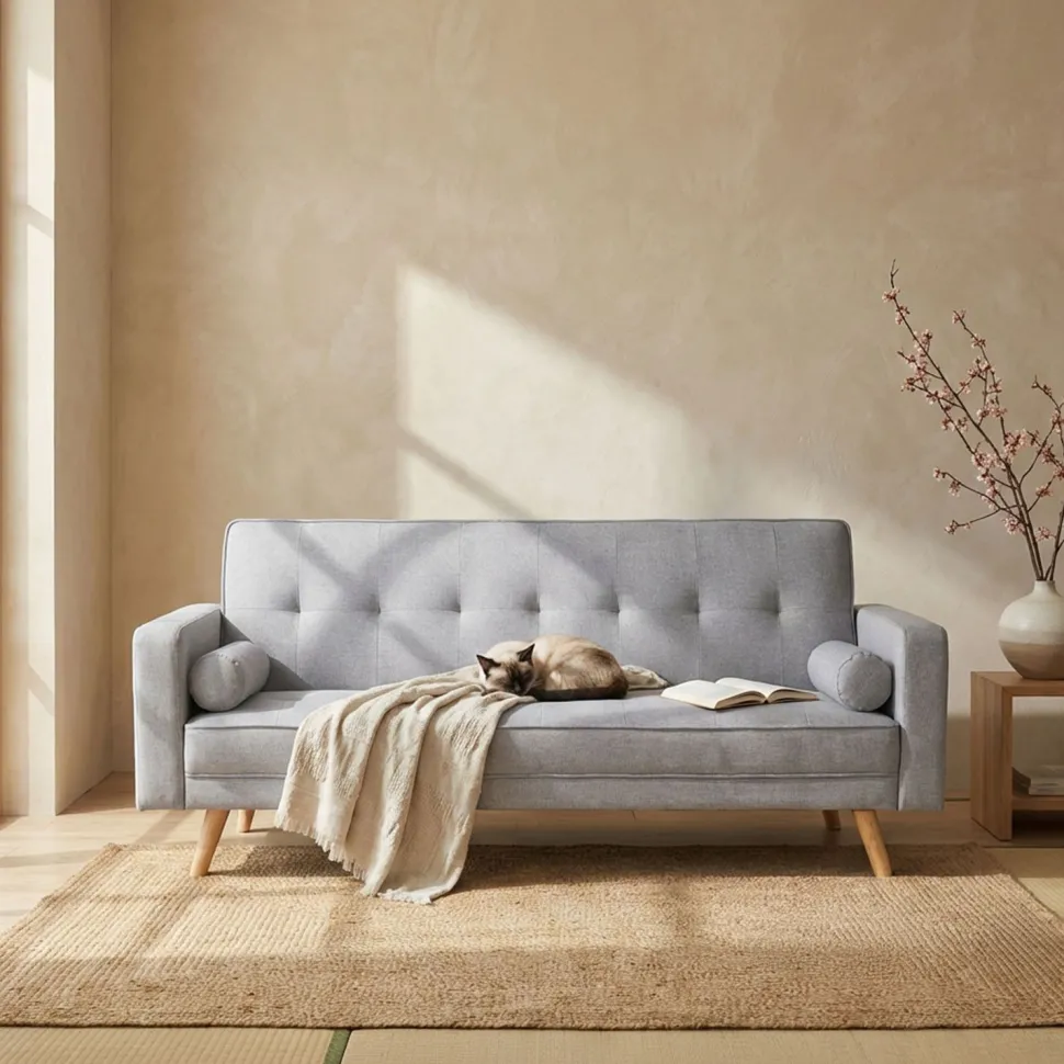 Canapé convertible clic-clac scandinave Slow Tissu Gris clair