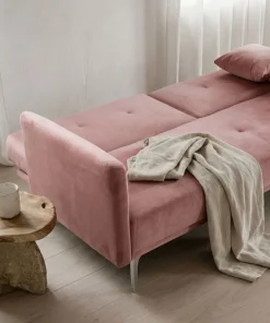Canapé convertible clic-clac 3 places Carla Velours Rose