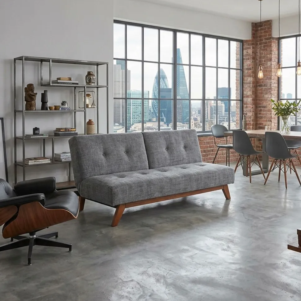 Canapé convertible clic-clac scandinave Yazu Velours chenille Gris