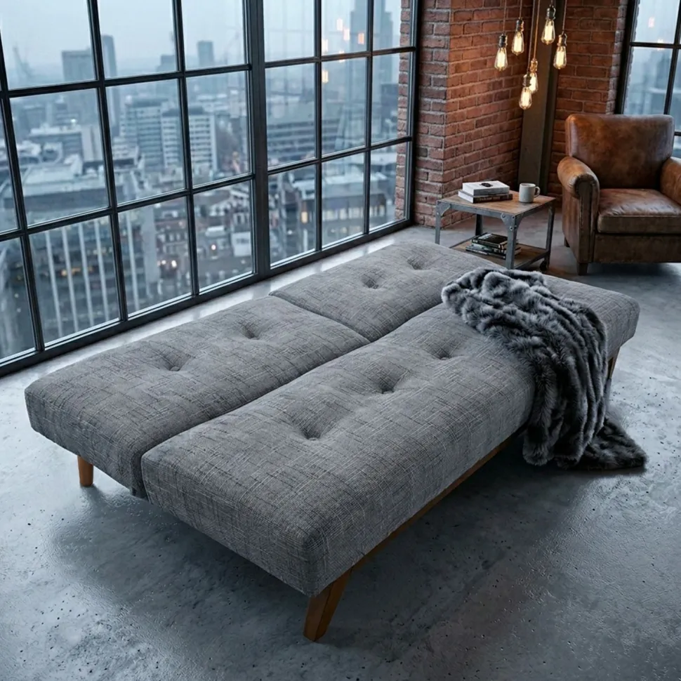 Canapé convertible clic-clac scandinave Yazu Velours chenille Gris