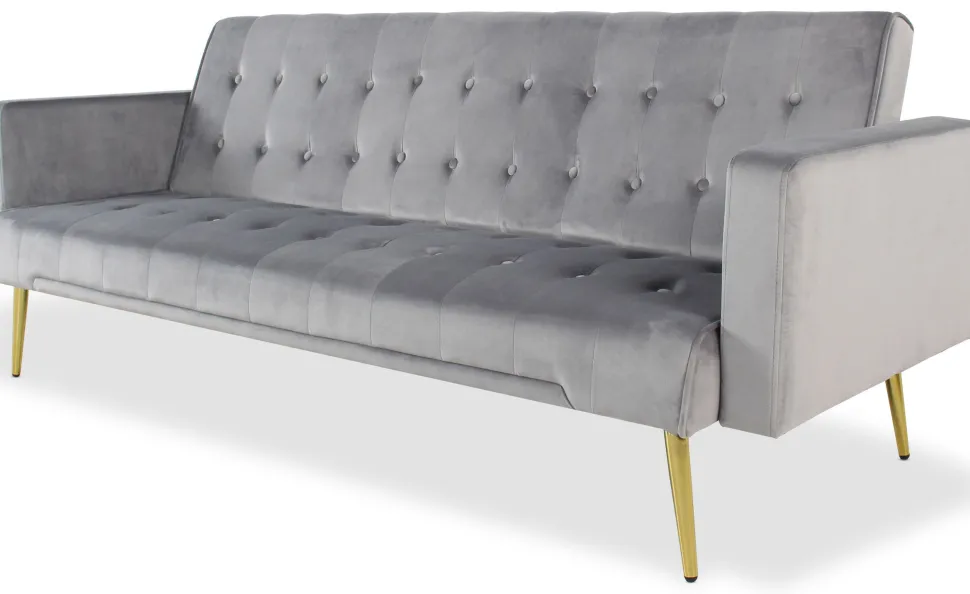 Canapé convertible clic-clac Justy Velours Gris clair