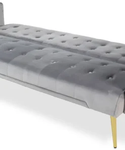 Canapé convertible clic-clac Justy Velours Gris clair