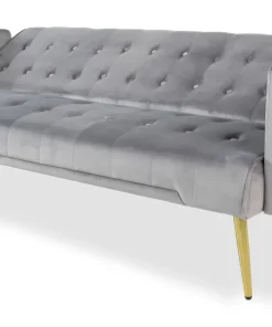 Canapé convertible clic-clac Justy Velours Gris clair