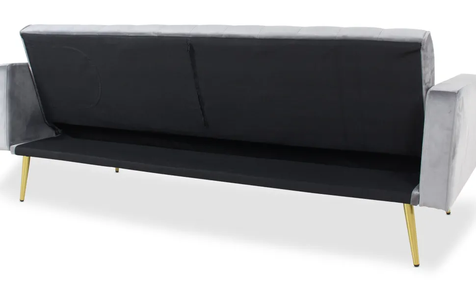 Canapé convertible clic-clac Justy Velours Gris clair