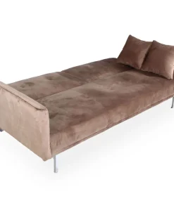 Canapé convertible clic-clac 3 places Carla Velours Taupe