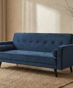 Canapé convertible clic-clac scandinave Slow Velours Bleu