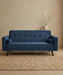 Canapé convertible clic-clac scandinave Slow Velours Bleu