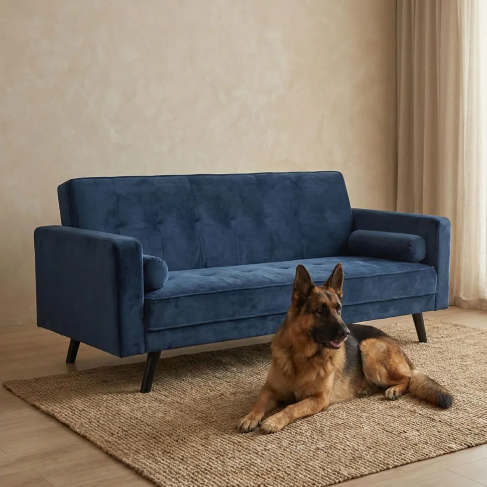 Canapé convertible clic-clac scandinave Slow Velours Bleu
