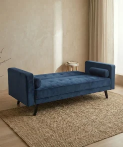 Canapé convertible clic-clac scandinave Slow Velours Bleu