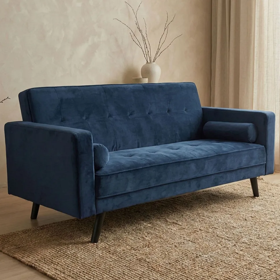 Canapé convertible clic-clac scandinave Slow Velours Bleu