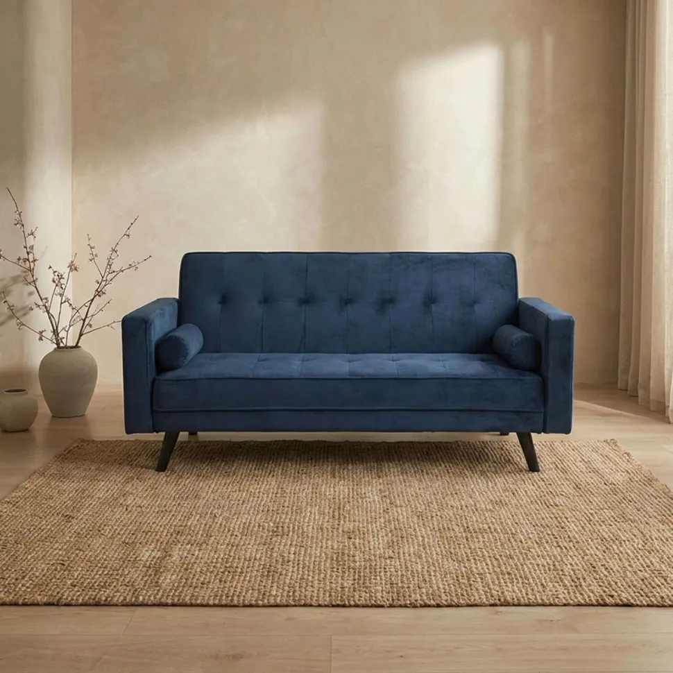 Canapé convertible clic-clac scandinave Slow Velours Bleu