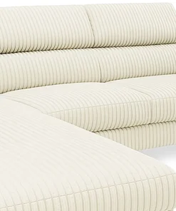 Canapé d'angle à droite avec têtières relevables Quentin Velours côtelé Beige