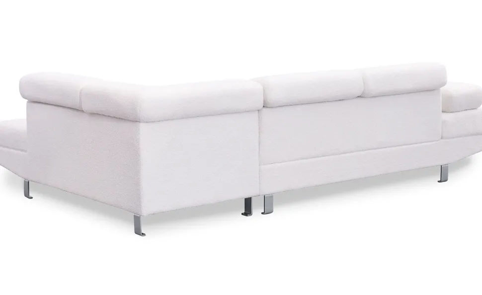 Canapé d'angle à droite avec têtières relevables Alfa Tissu Bouclette Crème