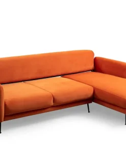 Canapé d'angle à droite convertible avec 3 coussins Vesna Velours Orange