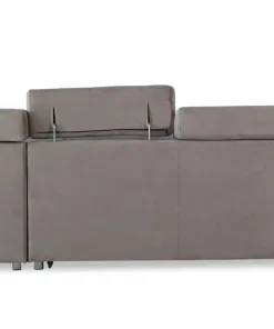Canapé d'angle à droite moderne et convertible Lido Velours Taupe