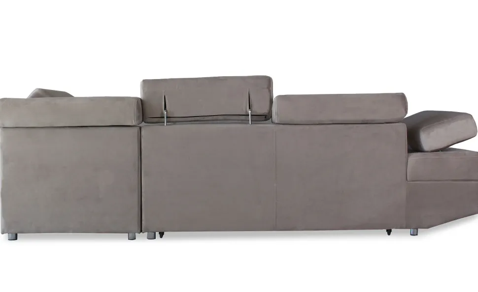 Canapé d'angle à droite moderne et convertible Lido Velours Taupe