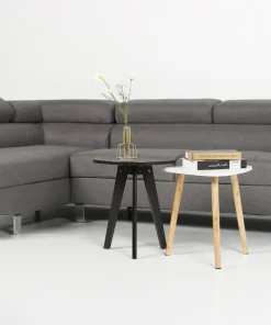 Canapé d'angle avec têtières relevables Alfa Tissu Gris