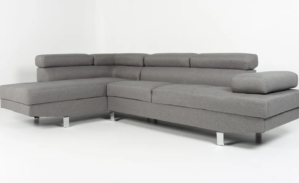 Canapé d'angle avec têtières relevables Alfa Tissu Gris