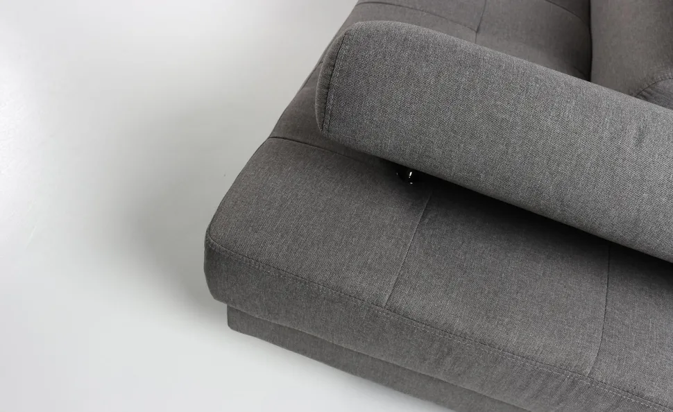 Canapé d'angle avec têtières relevables Alfa Tissu Gris