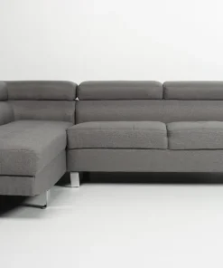 Canapé d'angle avec têtières relevables Alfa Tissu Gris