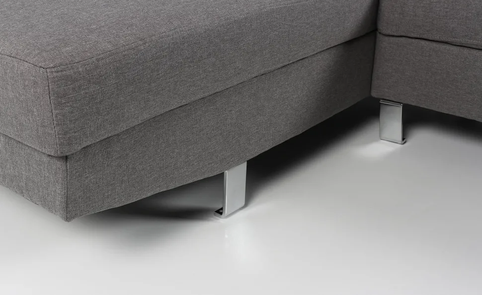 Canapé d'angle avec têtières relevables Alfa Tissu Gris