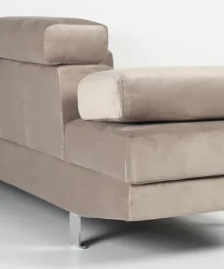 Canapé d'angle avec têtières relevables Alfa Velours Taupe