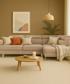Canapé d'angle avec têtières relevables Alfa Velours Taupe
