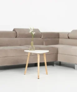 Canapé d'angle avec têtières relevables Alfa Velours Taupe