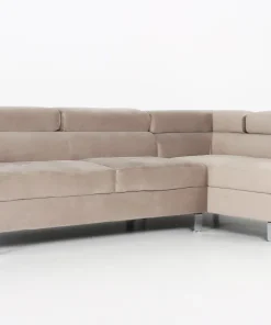 Canapé d'angle avec têtières relevables Alfa Velours Taupe