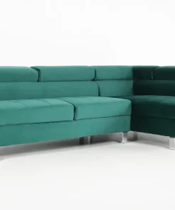 Canapé d'angle avec têtières relevables Alfa Velours Vert