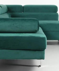 Canapé d'angle avec têtières relevables Alfa Velours Vert