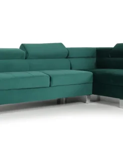 Canapé d'angle avec têtières relevables Alfa Velours Vert