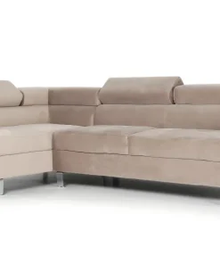Canapé d'angle avec têtières relevables Alfa Velours Taupe