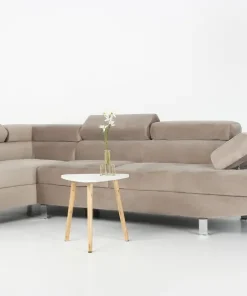 Canapé d'angle avec têtières relevables Alfa Velours Taupe