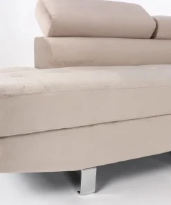Canapé d'angle avec têtières relevables Alfa Velours Taupe