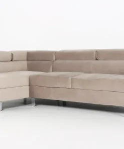 Canapé d'angle avec têtières relevables Alfa Velours Taupe