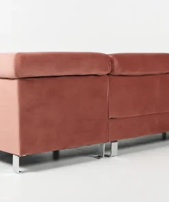 Canapé d'angle avec têtières relevables Alfa Velours Rose