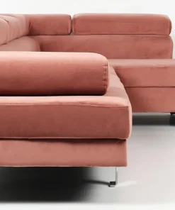 Canapé d'angle avec têtières relevables Alfa Velours Rose