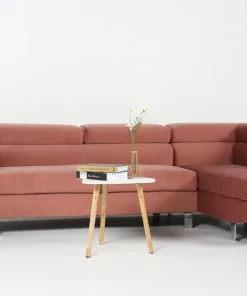 Canapé d'angle avec têtières relevables Alfa Velours Rose