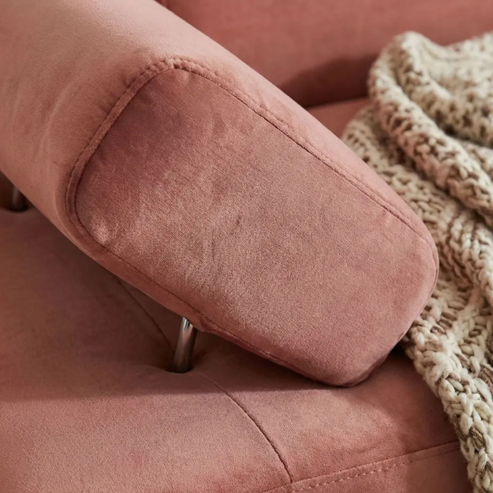 Canapé d'angle avec têtières relevables Alfa Velours Rose