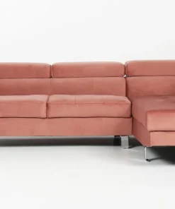 Canapé d'angle avec têtières relevables Alfa Velours Rose