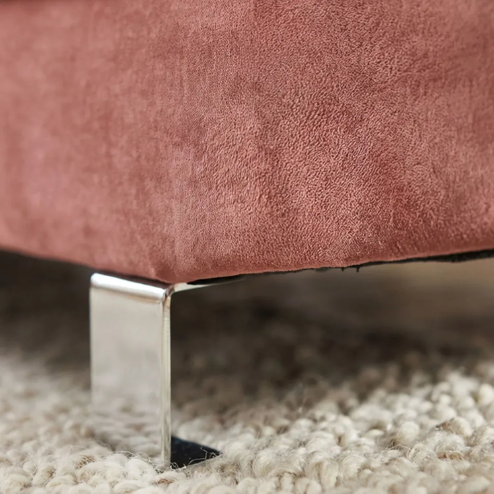 Canapé d'angle avec têtières relevables Alfa Velours Rose