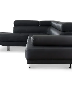 Canapé d'angle avec têtières relevables Alfa Noir