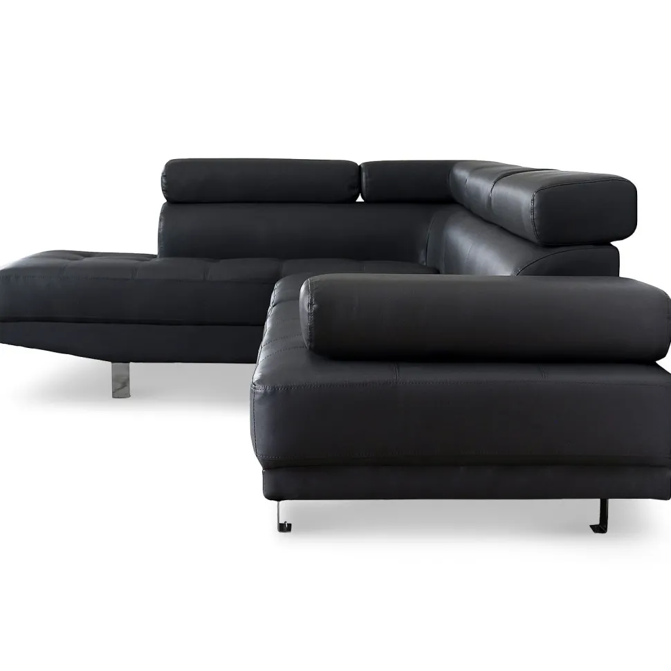 Canapé d'angle avec têtières relevables Alfa Noir