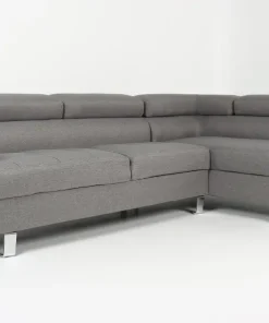 Canapé d'angle avec têtières relevables Alfa Tissu Gris